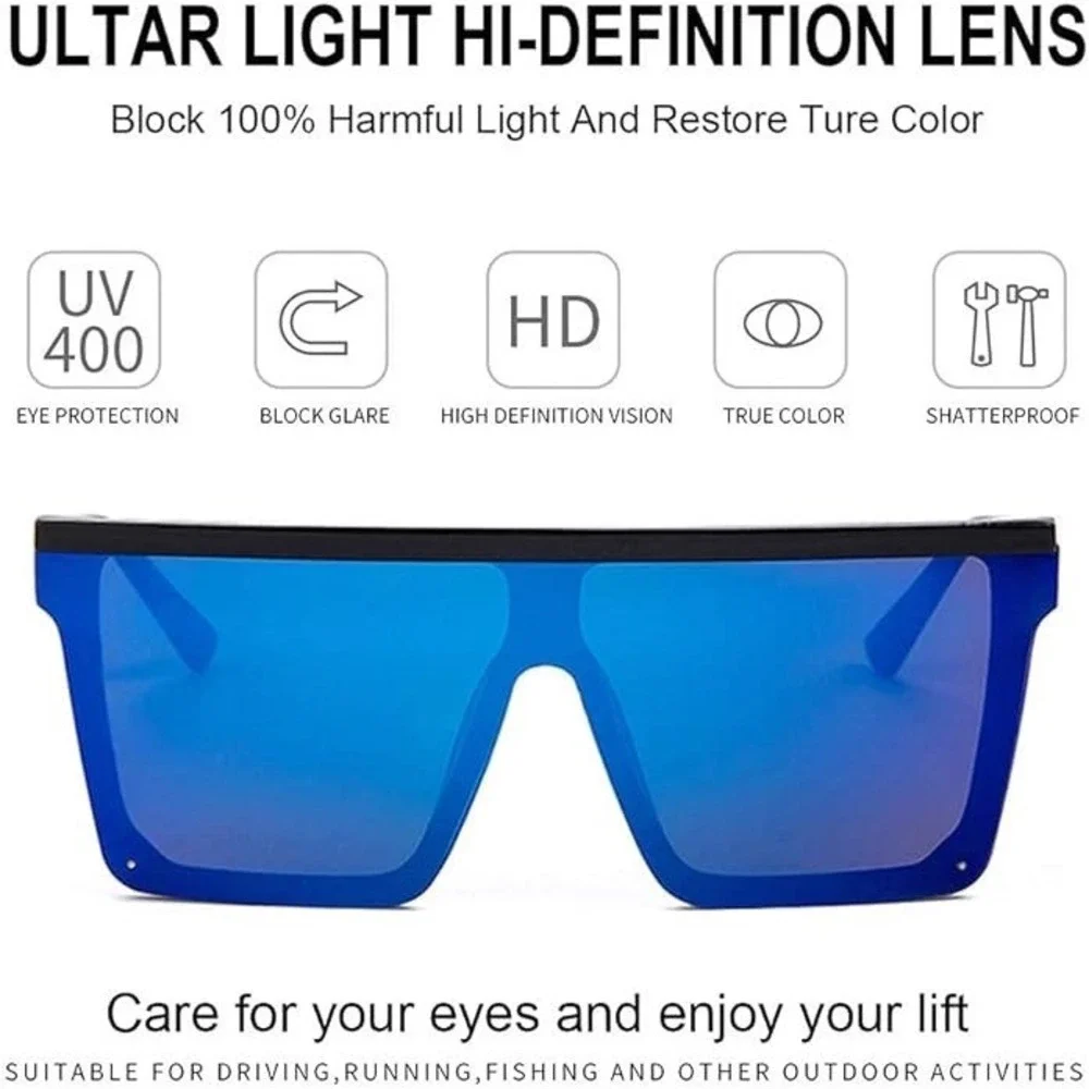 Shield Sunglasses Men's Fashion Visor Sunglasses Blue Mirrored Lens Driving‎ New